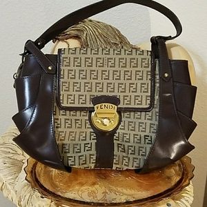 FENDI Beige Zucca Canvas/Leather Hobo Bag